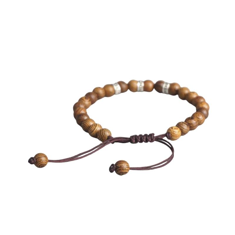 bracelet en bois bouddhiste perles