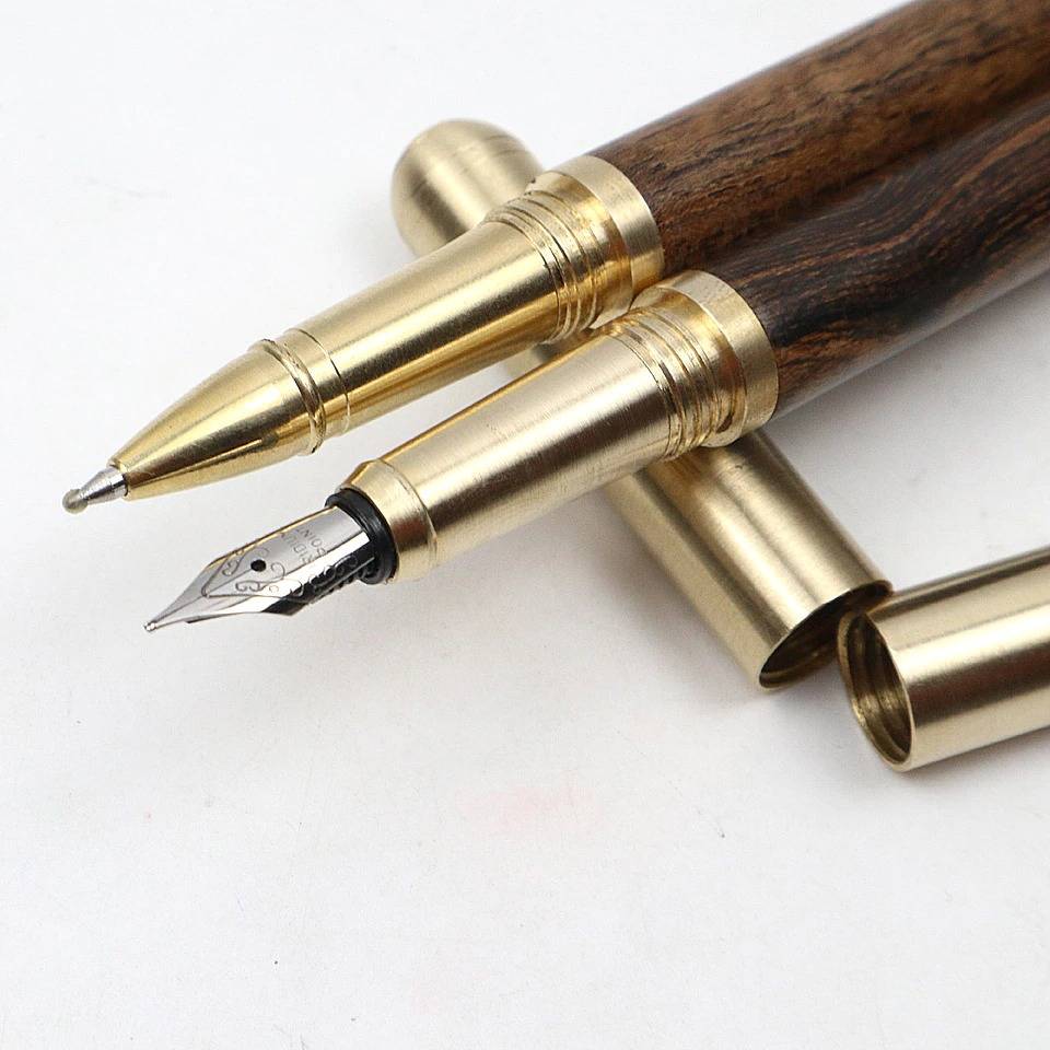 stylo plume en bois tourne bille