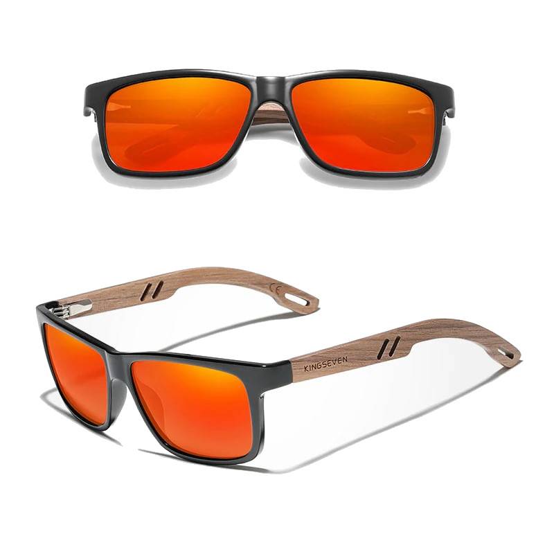 lunettes de soleil bois polarisees orange